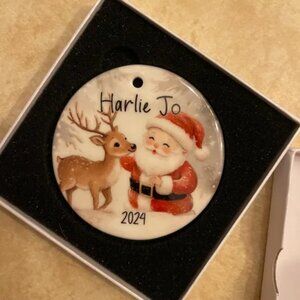 Personalized Kids Christmas Ornament Customized Santa And Rudolph Childs Name Or